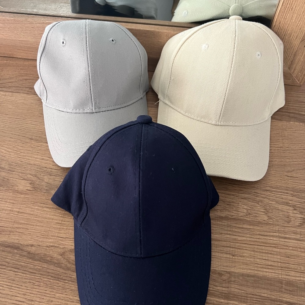 KIDS Baseball Cap Set - Navy, Gray, and Cream